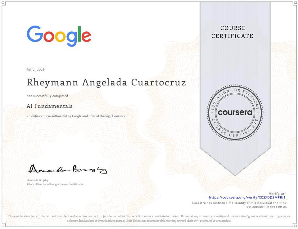 AI Fundamentals certificate preview